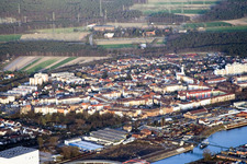 Quartier Rheinau in Mannheim dans le département Bade-Wurtemberg, Allemagne vue d'en haut