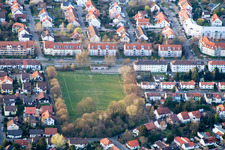 Quartier Neckarau in Mannheim dans le département Bade-Wurtemberg, Allemagne d'en haut