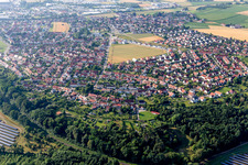 Vue aérienne de Zone de peuplement à le quartier Riedlingen in Donauwörth dans le département Bavière, Allemagne