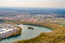 Zone industrielle d'Oberwald à Wörth am Rhein dans le département Rhénanie-Palatinat, Allemagne du point de vue du drone