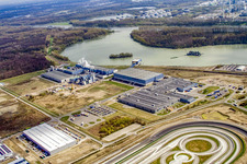 Zone industrielle d'Oberwald : usine de papier Palm à Wörth am Rhein dans le département Rhénanie-Palatinat, Allemagne vu d'un drone