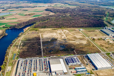 Photographie aérienne de Zone industrielle d'Oberwald, compagnie maritime Nuss à Wörth am Rhein dans le département Rhénanie-Palatinat, Allemagne