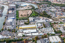 Vue aérienne de Base de livraison DHL Sud à le quartier Rheinau in Mannheim dans le département Bade-Wurtemberg, Allemagne