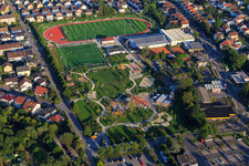 Vue aérienne de Alla hop! Complexe et parc des citoyens Hemsbach à Hemsbach dans le département Bade-Wurtemberg, Allemagne
