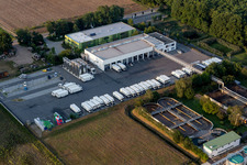 Vue aérienne de ReFood GmbH à le quartier Hüttenfeld in Lampertheim dans le département Hesse, Allemagne