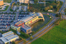 Zone industrielle à Bensheim dans le département Hesse, Allemagne d'en haut