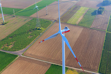 Vue aérienne de Parc éolien de Hochborn-Gau-Heppenheim à Gau-Heppenheim dans le département Rhénanie-Palatinat, Allemagne