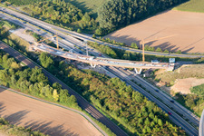 Vue oblique de A65 sortie Landau-Nord à le quartier Dammheim in Landau in der Pfalz dans le département Rhénanie-Palatinat, Allemagne