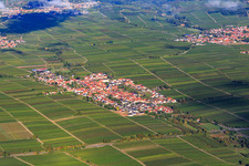 Vue aérienne de Vue du village au milieu des vignes depuis le sud-est à Roschbach dans le département Rhénanie-Palatinat, Allemagne
