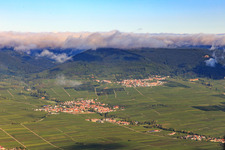 Vue aérienne de Vue du village au milieu des vignes depuis le sud-est à Hainfeld dans le département Rhénanie-Palatinat, Allemagne