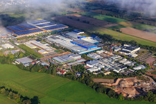 Vue aérienne de Zone industrielle de Landau-Ost avec usine de pneus Michelin. LANDAU., APL Automobile Testing Technology Landau GmbH, Rose Druck GmbH, RONAL GmbH et APL Automobile Testing Technology Landau GmbH à Landau in der Pfalz dans le département Rhénanie-Palatinat, Allemagne