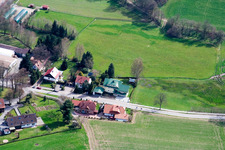 Vue aérienne de Affolterbach à le quartier Wahlen in Grasellenbach dans le département Hesse, Allemagne