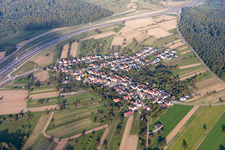 Vue aérienne de Quartier de Mutschelbach à le quartier Obermutschelbach in Karlsbad dans le département Bade-Wurtemberg, Allemagne