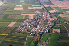 Vue aérienne de Champs agricoles et surfaces utilisables à Essingen dans le département Rhénanie-Palatinat, Allemagne