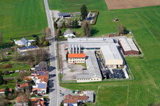 Vue aérienne de Zone commerciale et établissement d'entreprise Pedex GmbH à le quartier Affolterbach in Wald-Michelbach dans le département Hesse, Allemagne