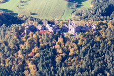 Vue aérienne de Ruine Alt-Dahn à Dahn dans le département Rhénanie-Palatinat, Allemagne