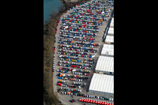 Vue aérienne de Production de camions Daimler à Wörth am Rhein dans le département Rhénanie-Palatinat, Allemagne