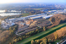 Vue aérienne de Zone industrielle Konrad-Nolte-Straße du sud-est avec Rheinspan GmbH & Co. KG à Germersheim dans le département Rhénanie-Palatinat, Allemagne