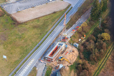 Vue aérienne de Chantier de construction Am Bruhrain à le quartier Neudorf in Graben-Neudorf dans le département Bade-Wurtemberg, Allemagne