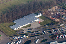 Vue aérienne de Zone industrielle de Horst à le quartier Minderslachen in Kandel dans le département Rhénanie-Palatinat, Allemagne