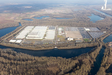 Vue oblique de Vert île à Germersheim dans le département Rhénanie-Palatinat, Allemagne