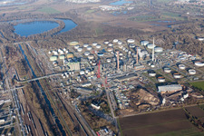 Photographie aérienne de Raffinerie de pétrole MIRO à le quartier Knielingen in Karlsruhe dans le département Bade-Wurtemberg, Allemagne