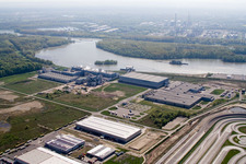 Vue aérienne de Zone industrielle d'Oberwald à Wörth am Rhein dans le département Rhénanie-Palatinat, Allemagne