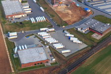 Vue oblique de Marché couvert 5 à Rülzheim dans le département Rhénanie-Palatinat, Allemagne