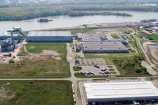 Zone industrielle d'Oberwald : usine de papier Palm à Wörth am Rhein dans le département Rhénanie-Palatinat, Allemagne vue du ciel