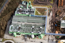 Photographie aérienne de Usine de papier Stora Enso à le quartier Knielingen in Karlsruhe dans le département Bade-Wurtemberg, Allemagne