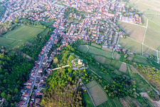 Photographie aérienne de Wachtenburg (ruine du « château de Wachenheim ») à Wachenheim an der Weinstraße dans le département Rhénanie-Palatinat, Allemagne