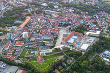 Vue aérienne de Centre-ville vu de l'est à Germersheim dans le département Rhénanie-Palatinat, Allemagne