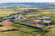 Vue aérienne de Réservoir de traitement des eaux usées pour le traitement des eaux usées de l'usine sucrière Südzucker AG (Palatinat) à Obrigheim dans le département Rhénanie-Palatinat, Allemagne