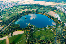 Vue aérienne de Gravières à le quartier Leopoldshafen in Eggenstein-Leopoldshafen dans le département Bade-Wurtemberg, Allemagne