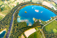 Vue aérienne de Gravières à le quartier Leopoldshafen in Eggenstein-Leopoldshafen dans le département Bade-Wurtemberg, Allemagne