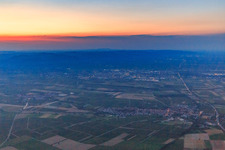 Vue aérienne de Plaine du Rhin au crépuscule à Insheim dans le département Rhénanie-Palatinat, Allemagne