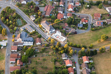 Vue aérienne de Chantier du nouveau bâtiment du complexe hôtelier en Weschnitz à le quartier Weschnitz in Fürth dans le département Hesse, Allemagne