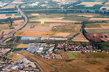 Vue aérienne de Magasin de meubles et d'ameublement IKEA Mannheim à le quartier Sandhofen in Mannheim dans le département Bade-Wurtemberg, Allemagne