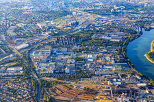 Vue aérienne de Roche Diagnostics GmbH à le quartier Waldhof in Mannheim dans le département Bade-Wurtemberg, Allemagne