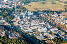 Photographie aérienne de Île de Friesenheim à le quartier Neckarstadt-West in Mannheim dans le département Bade-Wurtemberg, Allemagne