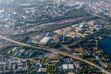 Vue aérienne de Hochstrasse à le quartier Mundenheim in Ludwigshafen am Rhein dans le département Rhénanie-Palatinat, Allemagne