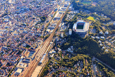 Vue aérienne de Stade Fritz-Walter du FCK sur le Betzenberg à Kaiserslautern dans le département Rhénanie-Palatinat, Allemagne
