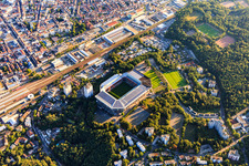 Photographie aérienne de Stade Fritz-Walter du FCK sur le Betzenberg à Kaiserslautern dans le département Rhénanie-Palatinat, Allemagne
