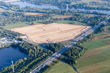 Vue aérienne de Chantier de construction avec aménagement et terrassement dans le Neuländer Wettern à l'A1 AS Hamburg-Harburg à le quartier Neuland in Hamburg dans le département Hambourg, Allemagne