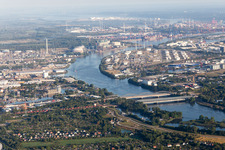 Vue aérienne de Ponts de l'Elbe méridionale à le quartier Harburg in Hamburg dans le département Hambourg, Allemagne
