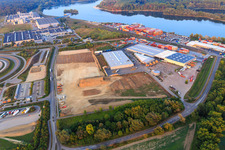 Vue aérienne de Développement dans la zone industrielle d'Oberwald pour Tyco à Wörth am Rhein dans le département Rhénanie-Palatinat, Allemagne