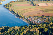 Vue aérienne de Camping insulaire de Kollersee à Brühl dans le département Bade-Wurtemberg, Allemagne