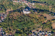 Château de Lichtenberg à le quartier Niedernhausen in Fischbachtal dans le département Hesse, Allemagne du point de vue du drone