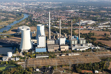 Vue aérienne de Centrale électrique au charbon et au gaz de Staudinger am Main, près de Hanau à Großkrotzenburg dans le département Hesse, Allemagne