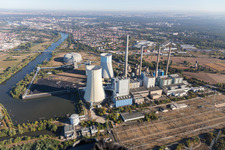 Vue aérienne de Großkrotzenburg, centrale électrique au charbon et au gaz de Staudinger am Main près de Hanau à Großkrotzenburg dans le département Hesse, Allemagne